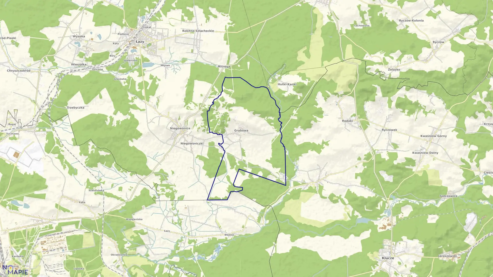 Mapa obrębu GRABOWA w gminie Łazy