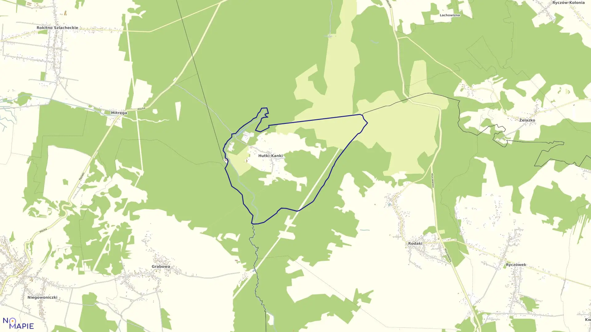 Mapa obrębu HUTKI-KANKI w gminie Łazy