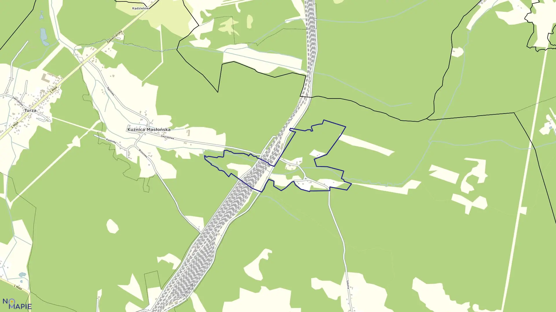 Mapa obrębu KAZIMIERÓWKA w gminie Łazy