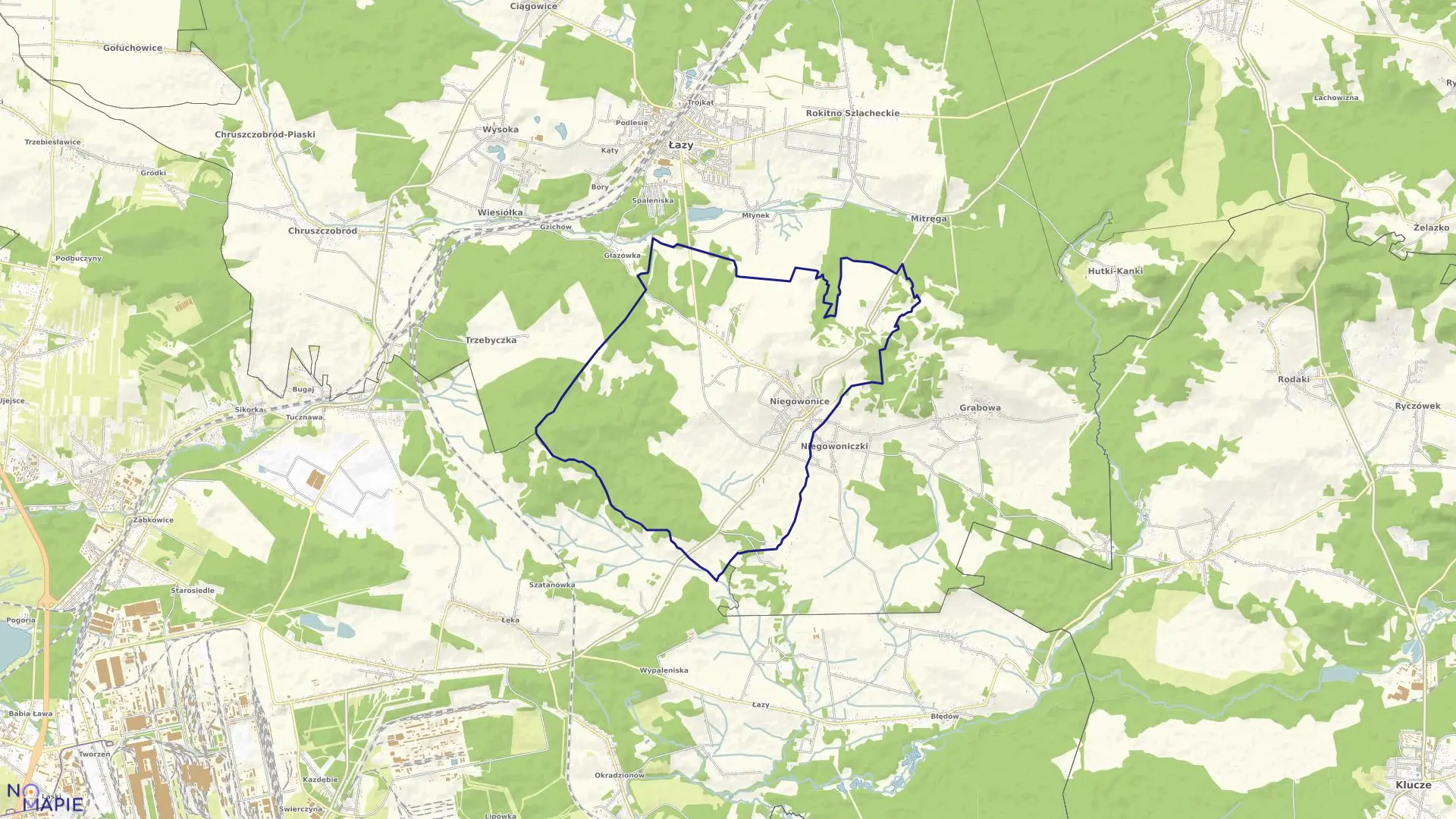 Mapa obrębu NIEGOWONICE w gminie Łazy