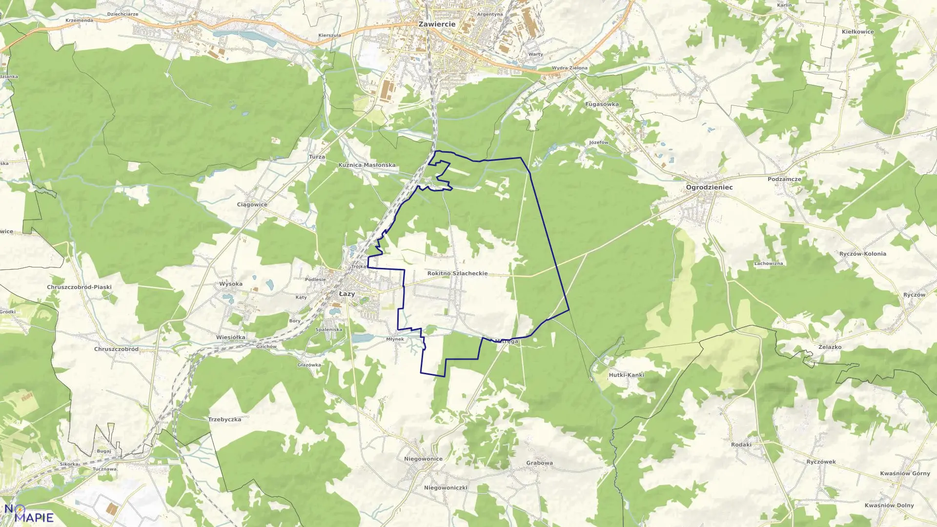 Mapa obrębu ROKITNO SZLACHECKIE w gminie Łazy